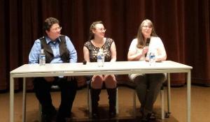 GRNW 2014 authors Lori L. Lake, Nicole Kimberling, and Lou Sylvre at The Queer Detective on April 30, 2014